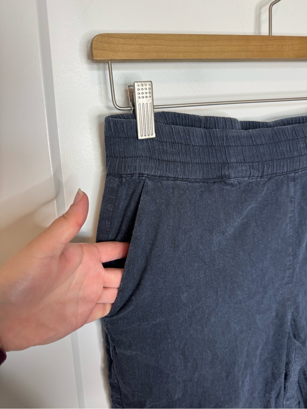 Marine Layer Allison Wide Leg Pants Hemp Blend Washed Navy Blue Size Medium - Picture 5 of 6